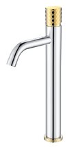 Смеситель Boheme Stick 122-CRG для раковины высокий, хром, золото (chrome diamond gold)
