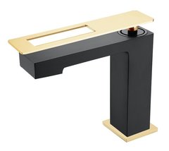 Смеситель Boheme Q для раковины, черный, золото, 141-BG