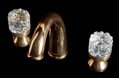 Смеситель Boheme Crystal 297-CRST для раковины на 3 отверстия, золото