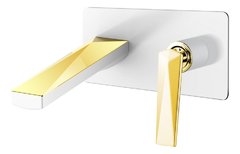 Смеситель Boheme Venturo 385-W для раковины, встраиваемый, белый, золото