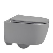 Подвесной унитаз Abber Bequem AC1104MG, безободковый, сиденье микролифт, серый матовый