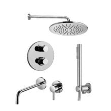 Комплект смесителей Paffoni KIT LIG KITLIQ018CR006 термостатический для душа,смеситель для раковины, хром