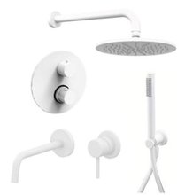 Комплект смесителей Paffoni KIT LIG KITLIQ018BO006 термостатический смеситель для душа, смеситель для раковины, белый матовый