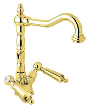 Смеситель Cezares FIRST-LS2-03/24-M для раковины, золото 24 карат, ручки металл