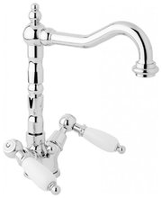 Смеситель Cezares FIRST-LS2-01-Bi для раковины, хром, ручки белые