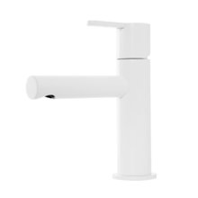 Смеситель для раковины Cezares LEAF-LSM1-BIO, с донным клапаном, белый матовый