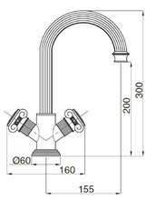 Смеситель для раковины Cezares Aphrodite-LS2-01-S1, с донным клапаном, хром, ручки хром