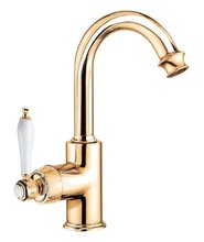 Смеситель для раковины Cezares Aphrodite-LS2-02-Bi, золото, ручка белая