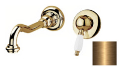 Смеситель для раковины Cezares Elite-BLS1-02-Bi, бронза, ручка белая