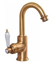 Смеситель для раковины Cezares Aphrodite-LS2-02-Bi, с донным клапаном, бронза, ручки белые