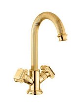 Смеситель Cezares Olimp LS2-03/24-O цвет золото, ручки квадратные металл