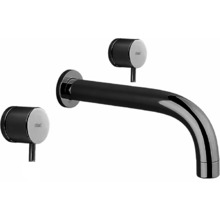 Смеситель Cisal Less New LN01351140 для раковины на 3 отверстия из стены,излив 250 мм, цвет черный матовый