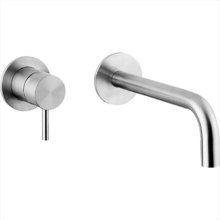 Смеситель Cisal Xion XI002510D1 для раковины на 2 отверстия из стены,излив 190 мм, цвет нержавеющая сталь