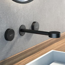 Смеситель Cisal Slim SM01351040 для раковины на 3 отверстия из стены,излив 185-200 мм, цвет черный матовый