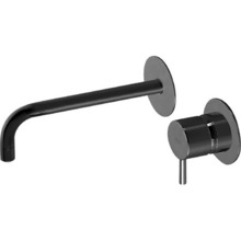 Смеситель Cisal Less New для раковины на 2 отверстия из стены,излив 258-225 мм, цвет черный матовый (LN00551740)