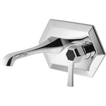 Смеситель Cisal Cherie CH0055106T однорычажный для раковины из стены,излив 212 мм, цвет хром/черный матовый