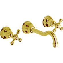 Смеситель Cisal Arcana AC00351024 для раковины на 3 отверстия из стены,излив 210 мм, цвет золото