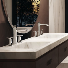 Смеситель Cisal Cherie CX0010606T для раковины на 3 отв. с донным клапаном, цвет хром/черный матовый