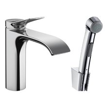 Смеситель для раковины Hansgrohe Vivenis 75210000, с гигиеническим душем и донным клапаном Push-Open, хром
