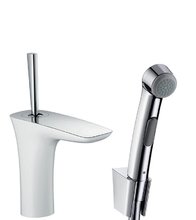 Смеситель Hansgrohe PuraVida 15275400 для раковины с гигиеническим душем, белый/хром