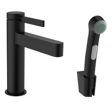 Смеситель для раковины Hansgrohe Finoris 76210670, с гигиеническим душем и донным клапаном Push-Open, черный матовый