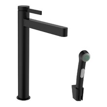 Смеситель для раковины Hansgrohe Finoris 76220670, с гигиеническим душем и донным клапаном Push-Open, черный матовый
