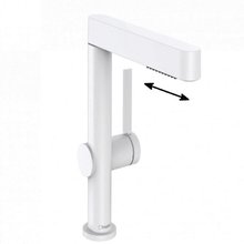 Смеситель для раковины Hansgrohe Finoris 76063700, с вытяжным изливом и донным клапаном Push-Open, белый матовый