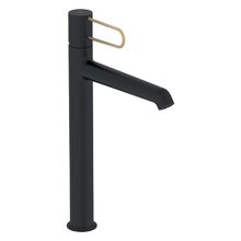 Смеситель для раковины Jacob Delafon Odeon Rive Gauche E21031-GLD-BL, высокий, без донного клапана, корпус черный, ручка золото
