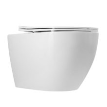 Унитаз подвесной Art&Max Bianchi AM9311CHR/SC, безободковый, сиденье микролифт, белый