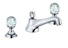 Смеситель Kludi Adlon 5104605G5 для раковины DN 15, на 3 отверстия, низкий излив, ручки хрусталь, цвет хром