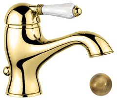 Смеситель Nicolazzi P.M. Blanc 3402BZ76 для раковины, гальваническая бронза, ручка белая керамика