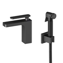Смеситель Timo Torne 4360/03G для раковины с гигиеническим душем, цвет чёрный матовый