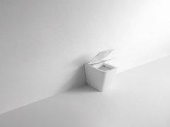 Унитаз приставной безободковый CeramaLux, крышка микролифт, белый, 3170