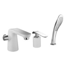 Смеситель Lemark Melange LM4947CW на борт ванны, белый/хром