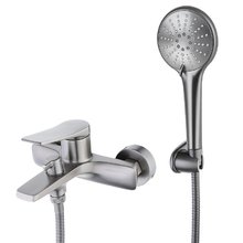 Смеситель для ванны и душа Lemark Bronx LM3714GM, с душевым гарнитуром, графит