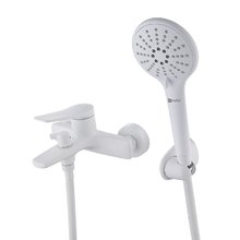 Смеситель для ванны и душа Lemark Bronx LM3714MW, с душевым гарнитуром, белый