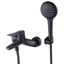 Смеситель для ванны и душа Lemark Bronx LM3714BL, с душевым гарнитуром, черный