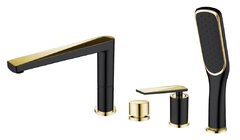 Смеситель Boheme Venturo 380-B для ванны на 4 отверстия, черный, золото