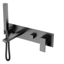 Смеситель Boheme Qubic для душа и ванны, с душевым гарнитуром, вороненая сталь, gunmetal, 474-2-GM