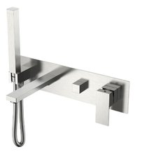 Смеситель для душа и ванны Boheme Qubic 474-2-NB, с душевым гарнитуром, цвет Brushed Nickel