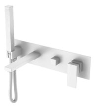 Смеситель для душа и ванны Boheme Qubic 474-2-MW, с душевым гарнитуром, цвет Matt White