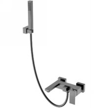 Смеситель Boheme Qubic для ванны и душа, вороненая сталь, gunmetal, 473-GM