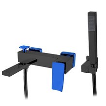 Смеситель для ванны и душа Boheme Q, с душевым гарнитуром, цвет черный/синий, 143-BUW.2