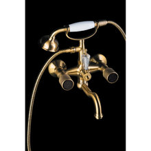 Смеситель Boheme Royal Crystal для ванны и душа, с душевым гарнитуром, цвет бронза, с черными кристаллами, 313-Royal/CRST black