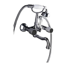 Смеситель Boheme Royal Crystal для ванны и душа, с душевым гарнитуром, цвет хром, с черными кристаллами, 273-Royal/CRST black