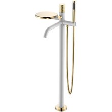 Смеситель Boheme Stick 129-WG для ванны и душа, с душевым гарнитуром, White diamond gold