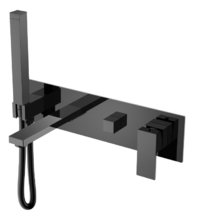 Смеситель Boheme Qubic для душа и ванны, с душевым гарнитуром, Shine Gun Metall, 474-2-SGM