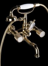 Смеситель Boheme Royal Crystal для ванны, с душевым гарнитуром, золото, 293-Royal/CRST