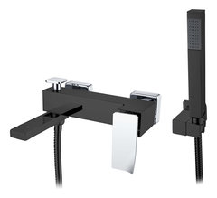 Смеситель Boheme Q для ванны, с душевым гарнитуром, черный, хром, 143-BCR.2