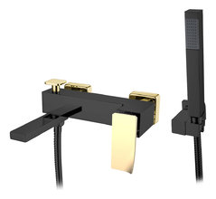 Смеситель Boheme Q для ванны, с душевым гарнитуром, черный, золото, 143-BG.2